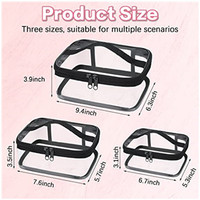 Trousse de Toilette Imperméable en PVC avec Fermeture Éclair, Grande Trousse de Voyage pour Maquillage, Personnalisable, Noire Transparente, Capacité 3-6L, Idéale pour l'Aéroport