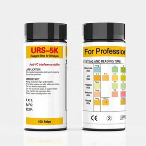 Tiras Reactivas <span class=keywords><strong>de</strong></span> <span class=keywords><strong>Orina</strong></span> <span class=keywords><strong>de</strong></span> 5 Parámetros para Laboratorio Médico - Certificación ISO/CE - URS-14 Clase II - Garantía <span class=keywords><strong>de</strong></span> 2 Años - Product Image 1