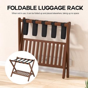 Soporte Plegable para Maletas de Bambú con Estante de Almacenamiento para Habitación de Huéspedes, Artículos Esenciales para Hoteles - Product Image 5