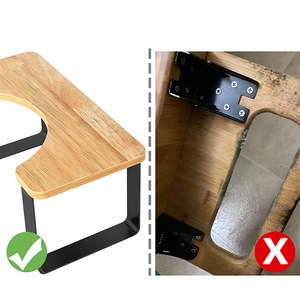 Taburete para inodoro, de madera maciza, con estructura de hierro, antideslizante, con reposapiés para mujeres embarazadas y niños, diseño minimalista, montado en el suelo - Product Image 3