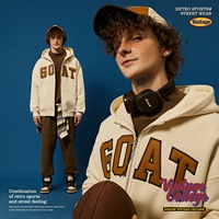 Veste en polaire avec broderie et fermeture éclair, pull à capuche de Style américain, poids lourd de 400g/m2