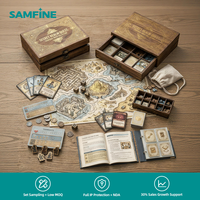 Jeu de société RPG de luxe personnalisable avec étui de rangement en carton, composants à texture lin et jeu de cartes éducatif