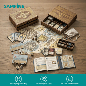 Juego de Mesa <span class=keywords><strong>RPG</strong></span> de Fantasía de Lujo Personalizable, Estuche de Almacenamiento de Cartón, Componentes con Textura de Lino, Juego de Cartas Educativo - Product Image 1