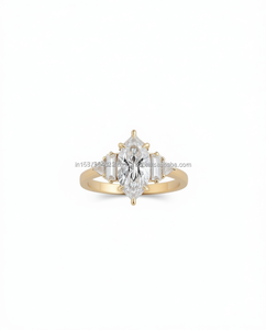 IGI Lab Grown Marquise Cut Diamond Vintage 14K Amarillo Boda/Anillo de compromiso Unisex Fine White Gold Anniversary Party-Worthy - Product Image 1