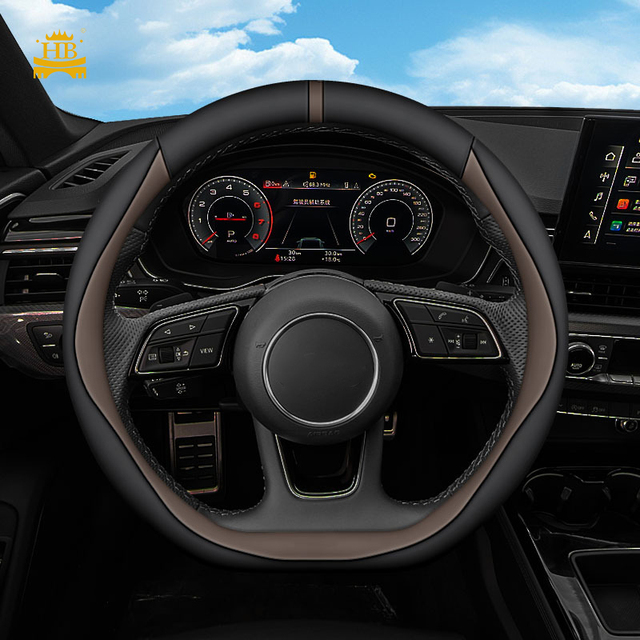 Luxury Steering Wheel Cover Non-Slip Sporty Car Steering Wheel Cover for Audi Universal Car Interior