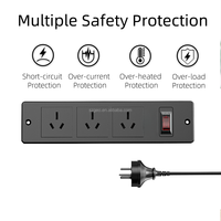 Multiprise encastrable de bureau avec 3 prises CA, interrupteur et protection contre les surcharges, prise de courant encastrée pour mobilier de bureau