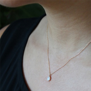 Brass Jewelry Minimalist Teardrop Pendant Artificial <strong>Opal</strong> <strong>Necklace</strong> - Product Image 3