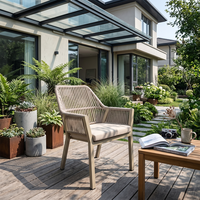 Chaise de salle à manger moderne en métal Meria, empilable, avec structure en aluminium résistante aux intempéries, pour terrasse et balcon