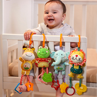 Tumama Jouet hochet et anneau de dentition en peluche doux et coloré pour bébé, animal suspendu au lit