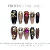 TSZS Nouvelle Arrivée Halloween Faux Ongles Réutilisables en Acrylique Faits Main, Motifs Fantôme Sombre, Cercueil, Araignée, Citrouille, pour Nail Art