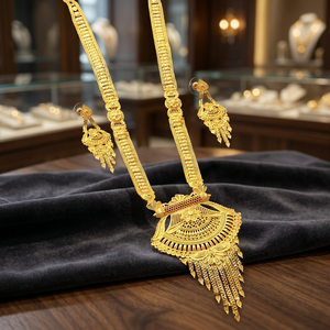 Wholesale 14K 18K 24K Micro Gold Plated Fashion <b>Necklaces</b>, Floral Design <b>Long</b> Jewelry Set, Brass Gold Forming <b>Long</b> Jewelry Set. - Product Image 5