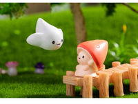 Ornement de forêt féerique miniature en résine, décoration de bureau 3D avec animaux de dessin animé et champignons