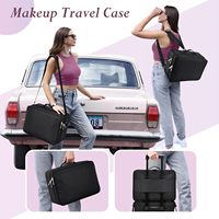 Trousse de Maquillage Professionnelle Grande Capacité, Valise de Voyage Cosmétique et Beauté en Nylon avec Miroir pour Maquilleur, Onglerie et Coiffure