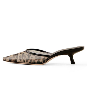 Comfort Korean Summer Designer Women Mesh Closed Pointed Toe Slip Backless Stiletto Low <strong>Kitten</strong> <strong>Heels</strong> Breathable Pumps <strong>Mules</strong> - Product Image 1
