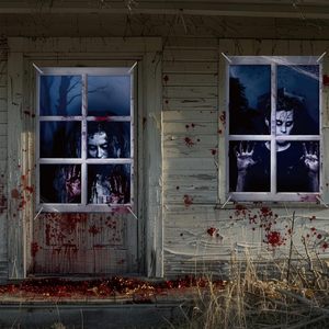 Personalizable Horror Halloween Ventana Siluetas Cortinas Decoraciones colgantes para fiestas de interior y exterior para la pared y la puerta - Product Image 1
