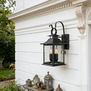Outdoor <b>LED</b> Wall Lamp with Human Body <b>Sensor</b> Black Transparent Glass Lampshade Modern Garden Waterproof Exterior Wall Lamp - Product Image 6