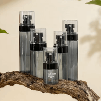 Emballage cosmétique de luxe 120 ml 100 ml 80 ml 60 ml 30 ml, flacon pulvérisateur en plastique transparent noir pour le soin de la peau