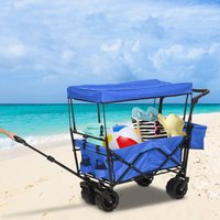 Chariot pliant d'extérieur en promotion avec auvent, poussette pliable pour bébé, chariot de camping pour enfants