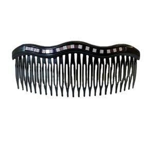 Venta directa de fábrica: Peine para el cabello de 24 dientes con lentejuelas bicolor, peine con purpurina, peine con rayas onduladas, de plástico, para peinados recogidos. - Product Image 1