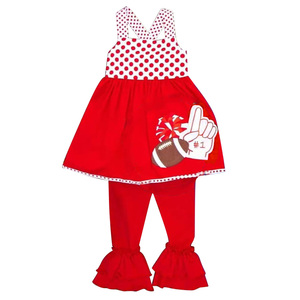 GSPO2322 Ensemble sans manches pour petite fille, imprimé rayures rouges, tenue d'automne pour enfant, vente en gros de vêtements pour filles - Product Image 3