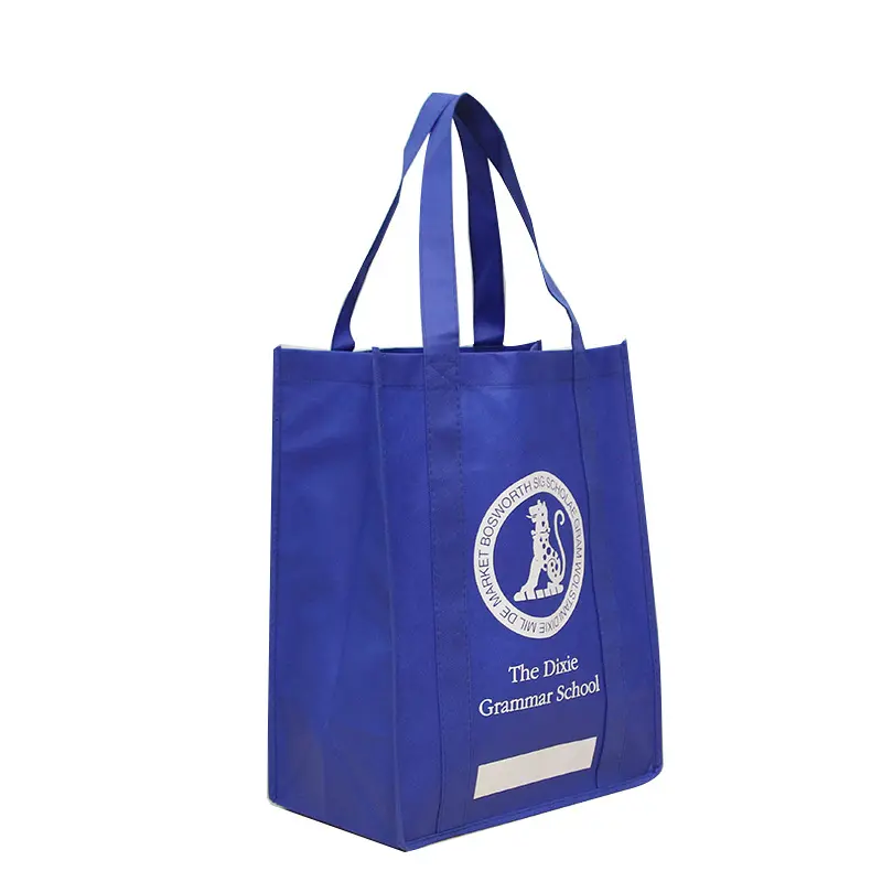 Custom Eco Friendly Strong Extra Large Tote Blue Non Woven Reusable Grocery Bags With Logo