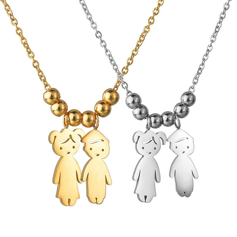 Stainless Steel Necklaces Wholesale Boy and Girl's Image Pendant