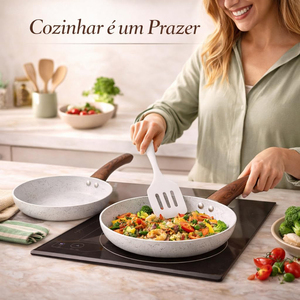 Modern Ceramic Non-Stick Aluminum Fry <b>Pan</b> Set with Wood Handle Round Skillet for Gas and <b>Induction</b> Cooker Frying <b>Pan</b> - Product Image 4