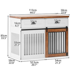 Kotak anjing besar kustom dengan pintu gudang geser dan kunci laci penyimpanan padat bernapas dalam ruangan/luar ruangan rumah anjing dengan pola - Product Image 1