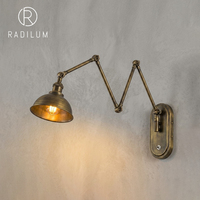 Applique Murale LED E26 Métal Vintage Industrielle à Bras Articulé pour Chambre, Café - Vente Directe Usine en Gros