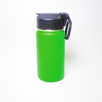 Tragbare Grüne Wasserflasche mit Strohhalm-Deckel & Tragering Auslaufsichere Reiseflasche 350ml Doppelwandige Vakuumisolierte Flasche