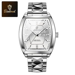 Montre-bracelet pour homme Binbond B400 <span class=keywords><strong>400</strong></span>, quartz, bracelet en acier inoxydable, étanche, date automatique, style business décontracté. - Product Image 1