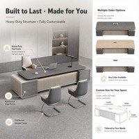 Ensemble de Bureau de Direction Premium avec Chaise, Mobilier de Bureau Moderne de Luxe pour la Maison, Table de Bureau en Bois avec Rangement
