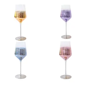 Geschenk Galvani siertes Kristallglas Regenbogen Rotwein glas Set buntes Becher glas schillernde Champagner gläser