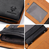 Portefeuille long multifonction en cuir véritable HUMERPAUL, portefeuille décontracté pour homme, porte-cartes, livraison directe, portefeuilles en cuir noir à double rabat