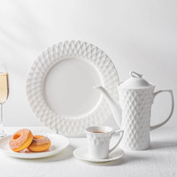 Witte Chinese porseleinen dinerbordenset, fijn beenporselein, fruit servies, vintage borden