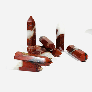 คริสตัลหินแจสเปอร์สีแดงทรงหกเหลี่ยมขัดเงาสำหรับตกแต่ง ขายส่ง - Product Image 6