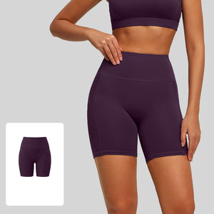 กางเกงโยคะขาสั้นสีพื้นสำหรับผู้หญิงในฤดูร้อน เอวสูง สำหรับเล่นกีฬา ฟิตเนส วิ่ง ป้องกันการโป๊ กระชับสัดส่วน ยืดได้สี่ทิศทาง ช่วยเก็บหน้าท้อง - Product Image 1