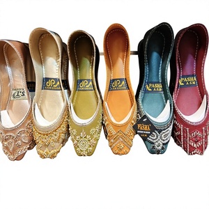AF Fashion Ethnic Punjabi <b>Jutti</b> Women's Rexene Leather Khussa Shoes For Women Embroidered Non Slip Lightweight Shoes with Beads - Product Image 1