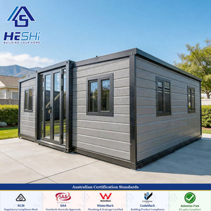 Maison conteneur extensible de luxe en acier, pliable et portable, 1, 2 ou 3 chambres, avec protection différentielle (RCBO) 30mA, conforme aux normes australiennes SAA, câblée, 40 pieds ou 20 pieds - Product Image 1