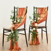 Décoration de chaise de mariage d'automne allée Pew église fleurs artificielles verdure Swags banc cérémonie réception fête décor extérieur