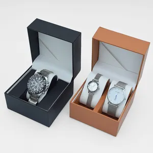 Boîte de rangement de montre en cuir PU, haute qualité, portable, texture, litchi, boîte de rangement avec fil en nylon, réception, personnalisation de la marque, pièces