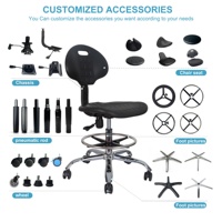 Chaise de laboratoire industrielle antistatique ESD pivotante ergonomique réglable en hauteur en PU pour atelier et laboratoire, vente en gros, usine KEDE