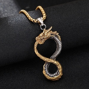 Colgante Retro Majestic Vikingo con Dragón de Ocho Caracteres, Accesorios de Acero Inoxidable Europeos y Americanos, Venta al por Mayor, para Hombre y Mujer - Product Image 4