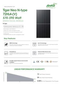 Listo para Enviar, Precio al por Mayor de Jinko, Celdas Solares JKM590N-72HL4-V 16BB, Paneles Solares de 570W 580W 590W - Product Image 2