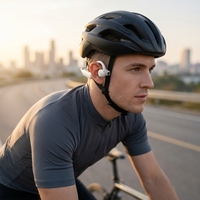 Écouteurs sans fil Sanvent E12 à conduction osseuse intelligents avec caméra 8MP, enregistrement vidéo 8 Go, traduction IA pour le cyclisme