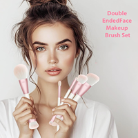 Ensemble de pinceaux de maquillage professionnels de luxe en fibres synthétiques vegan, 5 pièces, avec logo personnalisé, pour le visage et l'application de correcteur
