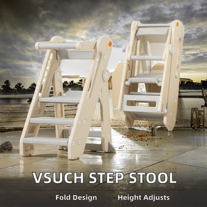 Escabeau de chambre réglable en plastique, pliable, <span class=keywords><strong>empilable</strong></span>, portable, 2-3 marches, <span class=keywords><strong>tour</strong></span> d'apprentissage, aide à la sécurité pour bébé, enfant, tout-petit - Product Image 2