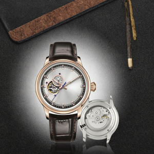 Montre mécanique de luxe à mouvement automatique, 40 mm, verre saphir, date, squelette, bracelet en cuir, résistance à l'eau 3 BAR, pour homme - Product Image 2