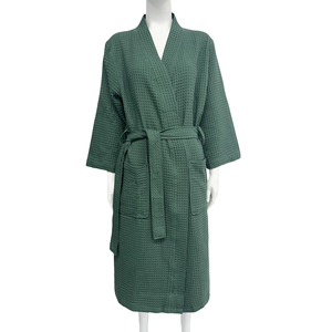 100% Cotton <strong>Waffle</strong> Hotel Customized Size Logo Bathrobe Velour Terry Bath <strong>Robe</strong> - Product Image 1