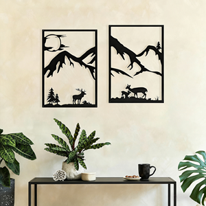 Decorazione <span class=keywords><strong>da</strong></span> Parete in Metallo, <span class=keywords><strong>Cervo</strong></span> Sika al Tramonto nella Foresta, Artigianato, Pendenti, Oggetti Decorativi e Ornamenti - Product Image 4